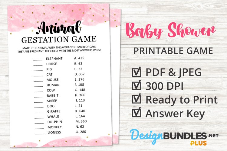 Gender Reveal Animal Gestation Game Template Hello Baby Paperie 