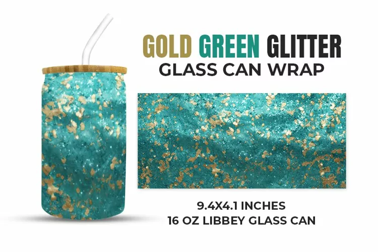 Gold Green Glass Can Wrap