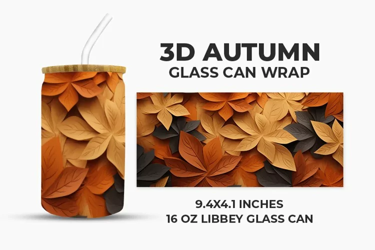 3D Autumn Glass Can Wrap