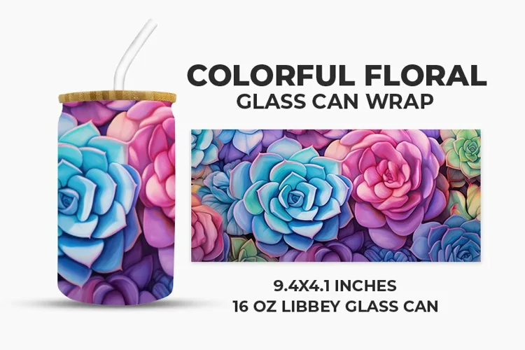 Colorful Floral Glass Can Wrap
