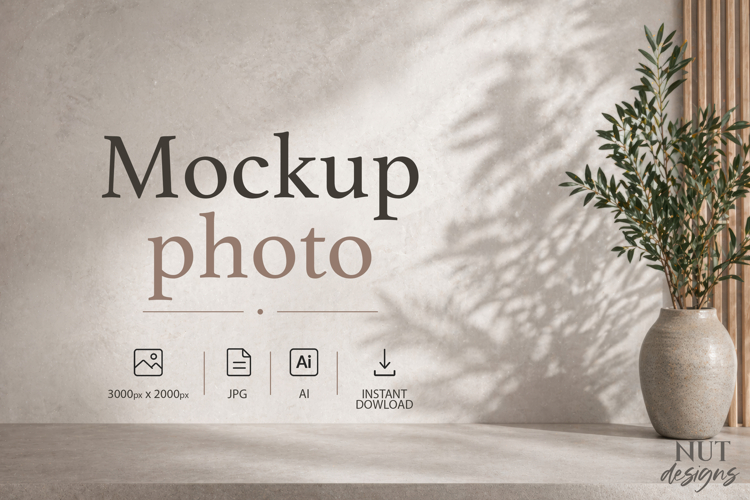 Neutral Mockup Scene Background, aesthetic table mockup