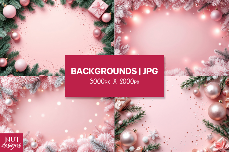 Christmas Top view Background, Pink Christmas Background
