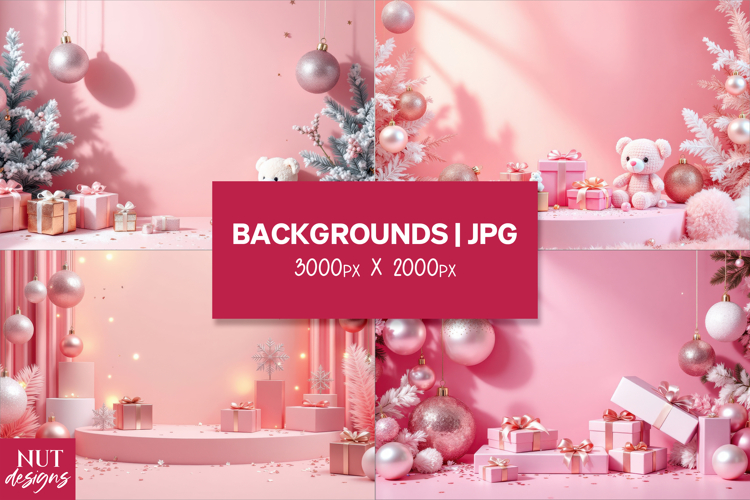 Christmas Background, Pink Xmas Scene Backgrounds