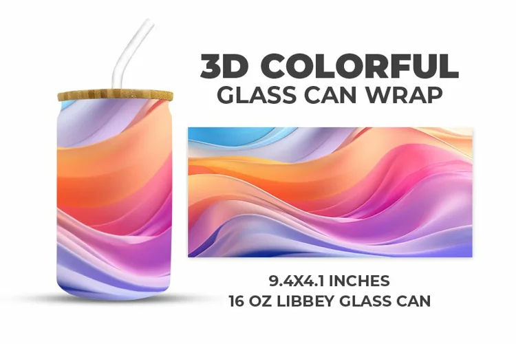 3D Colorful Glass Can Wrap