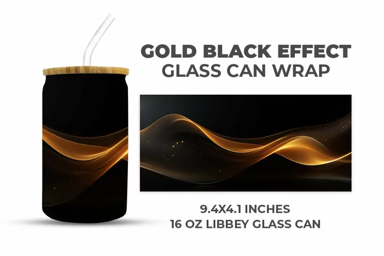 Gold Black Effect Glass Can Wrap