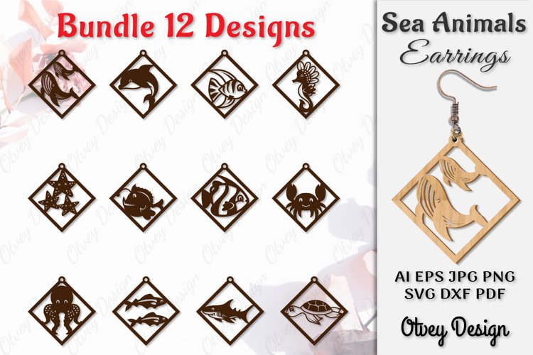 Keychain Sea Animals Lasercut SVG Bundle 12 Designs
