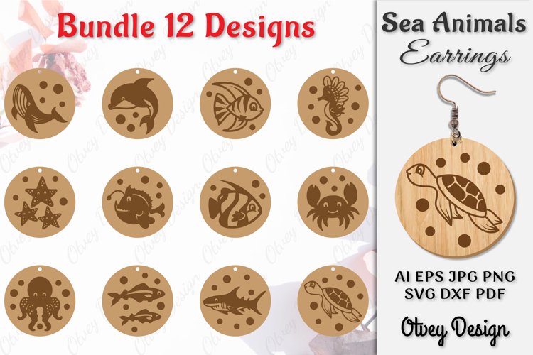 Keychain Sea Animals Lasercut SVG Bundle 12 Designs