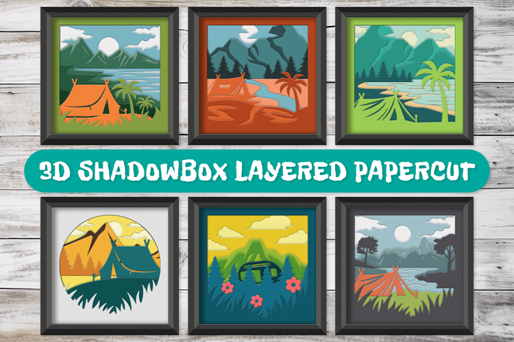 Camping 3D Shadowbox Layered Papercut SVG File BUNDLES
