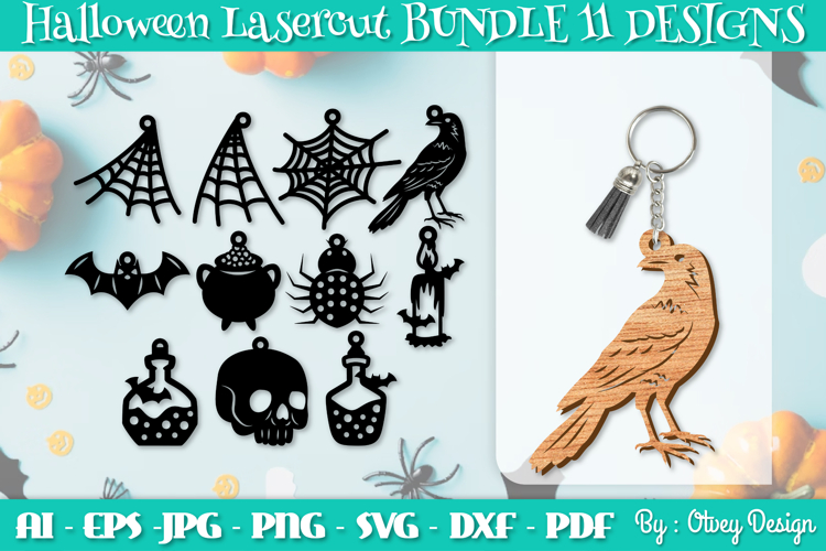 Halloween Keychain Lasercut | Halloween Jewelry Template