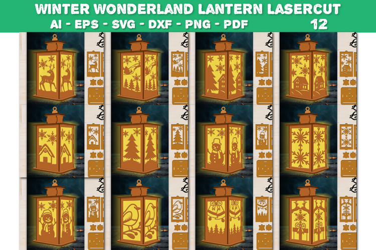 Winter Wonderland Lantern Lasercut File BUNDLES 12 DESIGNS