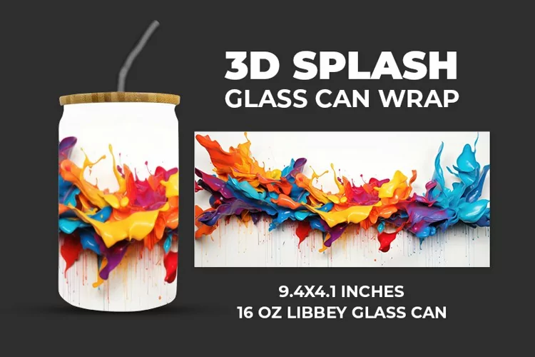 3D Splash Glass Can Wrap