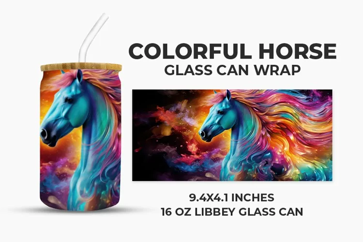 Colorful Horse Glass Can Wrap