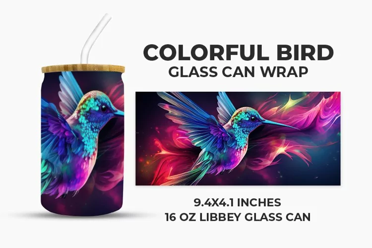 Colorful Bird Glass Can Wrap