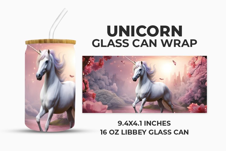 Unicorn Glass Can Wrap