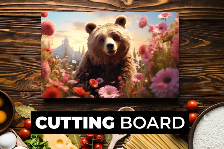 Bear With Flowers Cutting Board sublimation