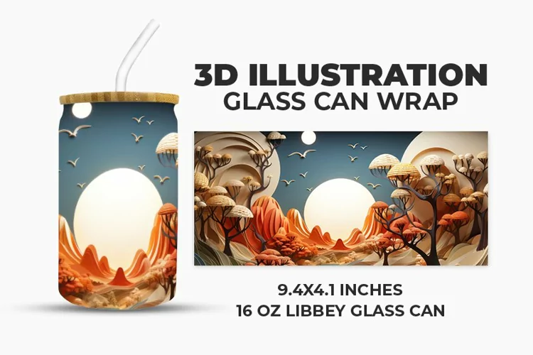 3D illustration Glass Can Wrap