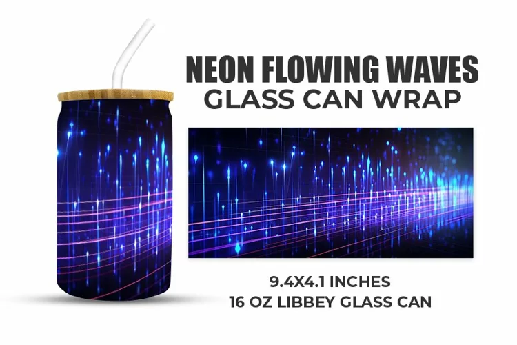 Neon Flowing Waves Glass Can Wrap