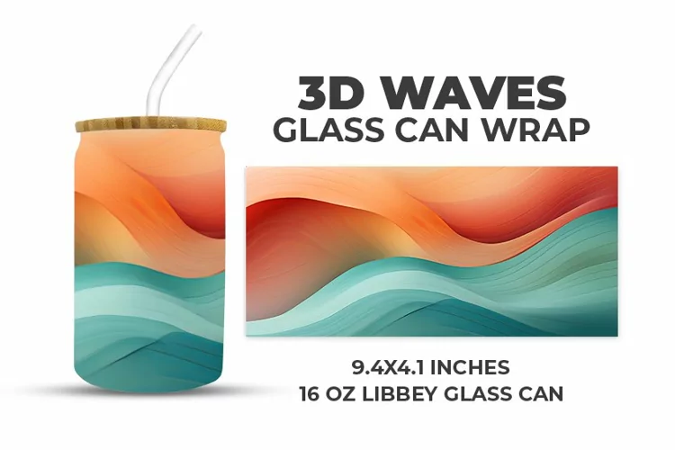 3D Waves Glass Can Wrap
