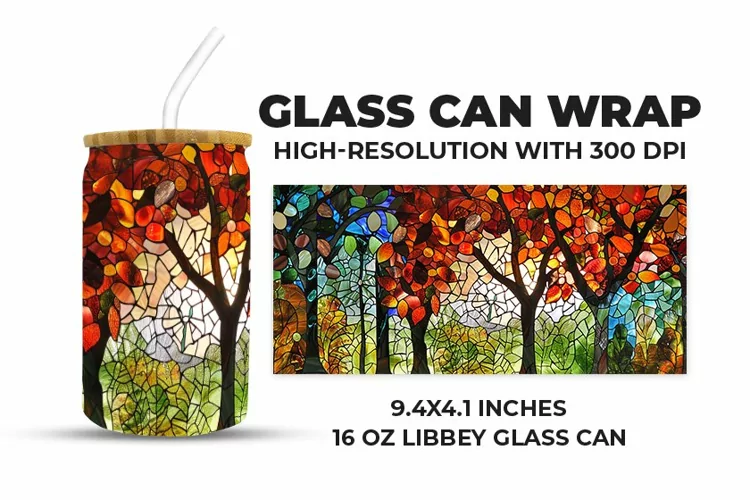 Nature Stained Glass Glass Can Wrap
