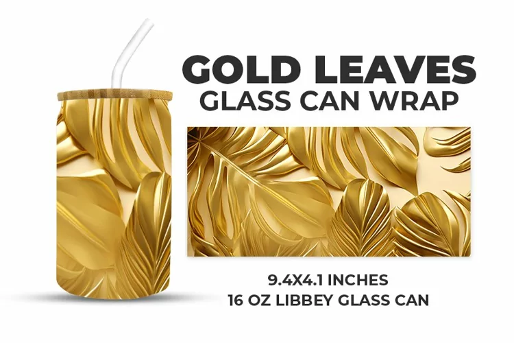 Gold Leaves Glass Can Wrap