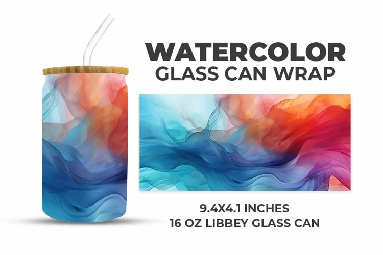 Watercolor Glass Can Wrap