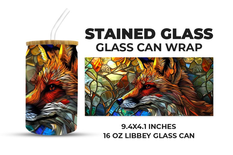 Fox Stained Glass Glass Can Wrap example image 1