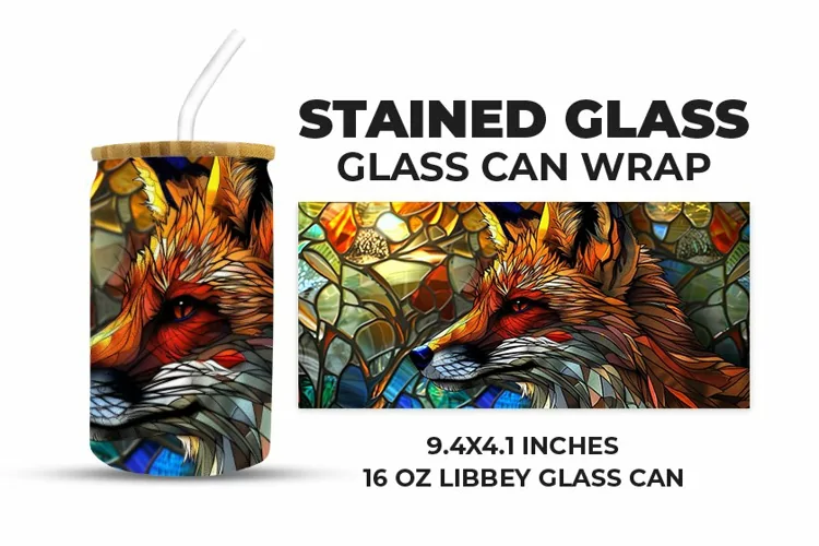 Fox Stained Glass Glass Can Wrap