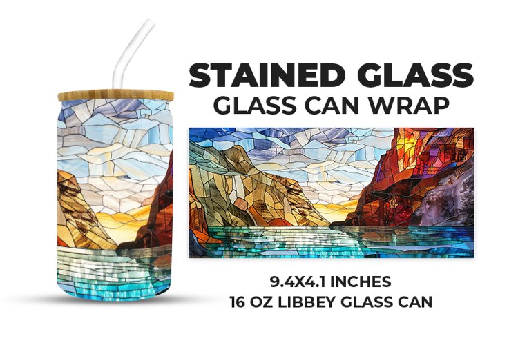 Scenery Stained Glass Glass Can Wrap