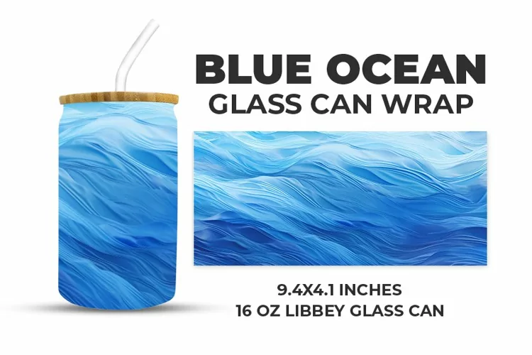 Blue Ocean Glass Can Wrap Features: