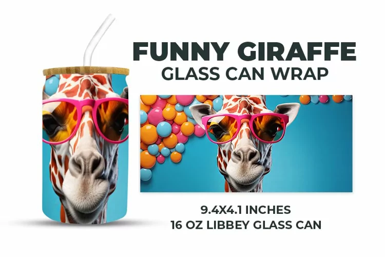 Funny Giraffe Glass Can Wrap