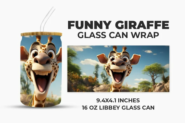 Funny Giraffe Glass Can Wrap