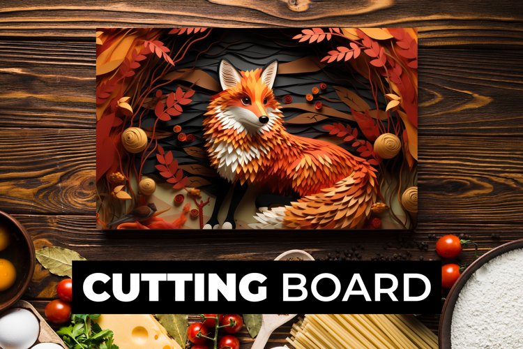 Fox With Flowers Cutting Board sublimation