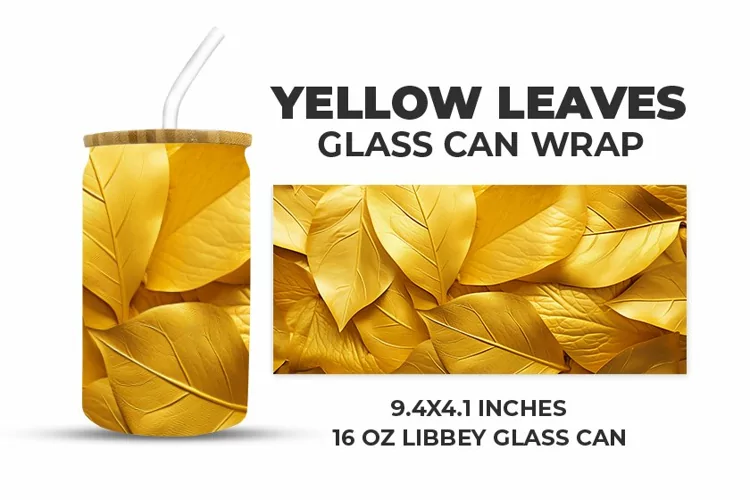 Yellow Leaves Glass Can Wrap