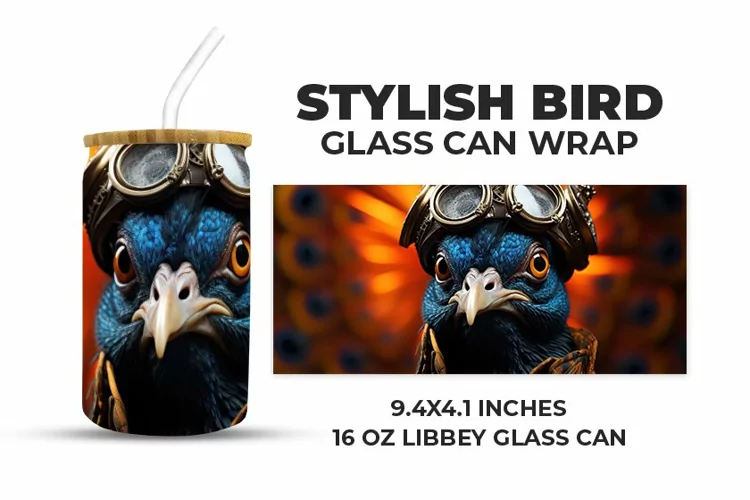 Stylish Bird Glass Can Wrap