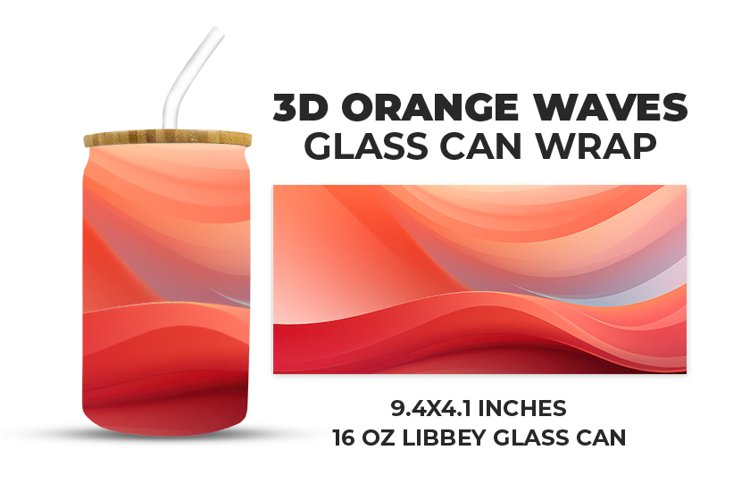 3D Orange Waves Glass Can Wrap example image 1