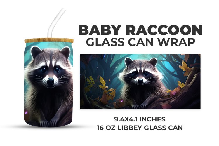 Baby Raccoon Glass Can Wrap