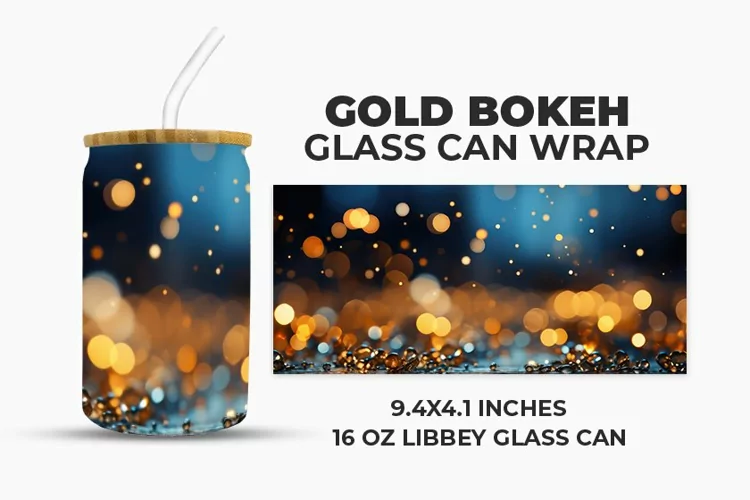 Gold Bokeh Glass Can Wrap