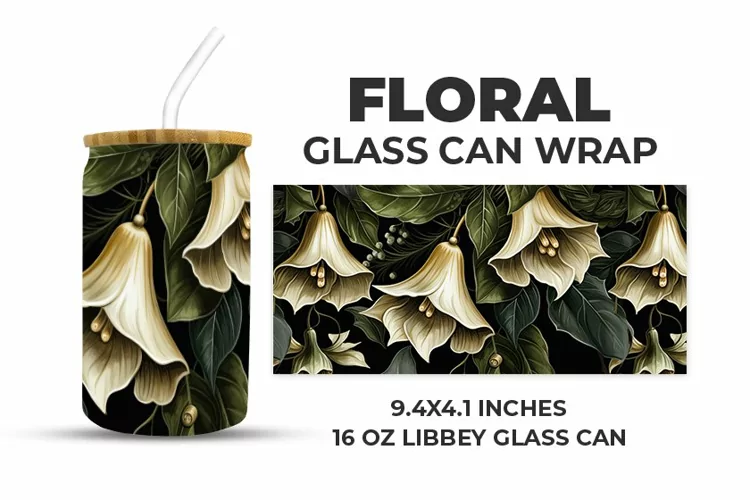 Floral Glass Can Wrap