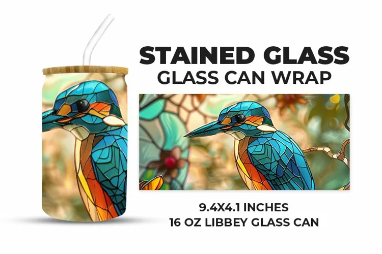 Bird Stained Glass Glass Can Wrap