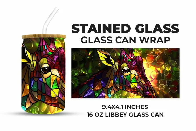 Giraffe Stained Glass Glass Can Wrap