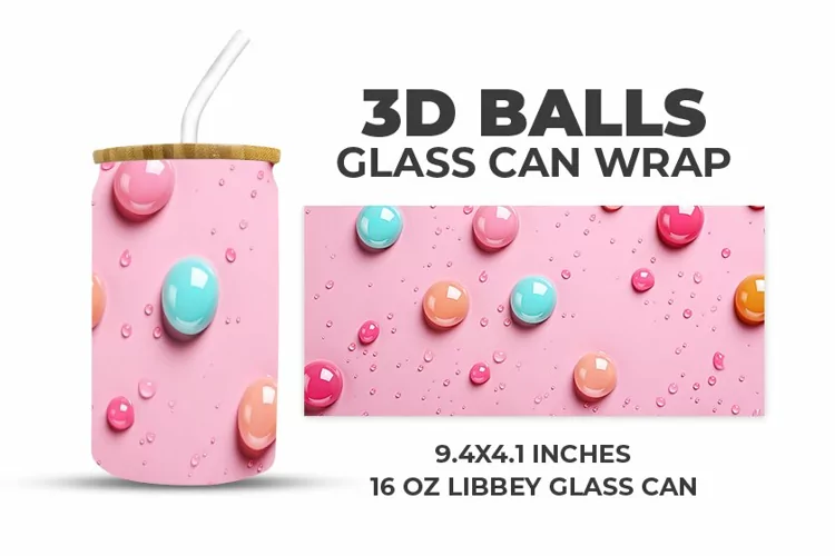 3D Balls Glass Can Wrap