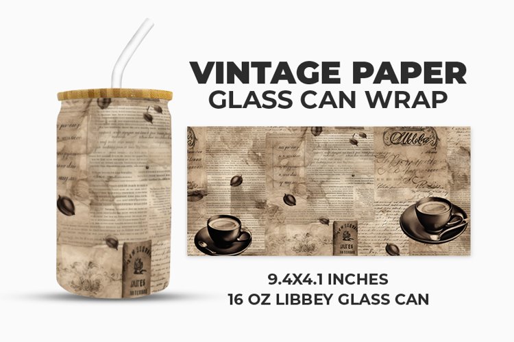 Vintage Paper Glass Can Wrap example image 1