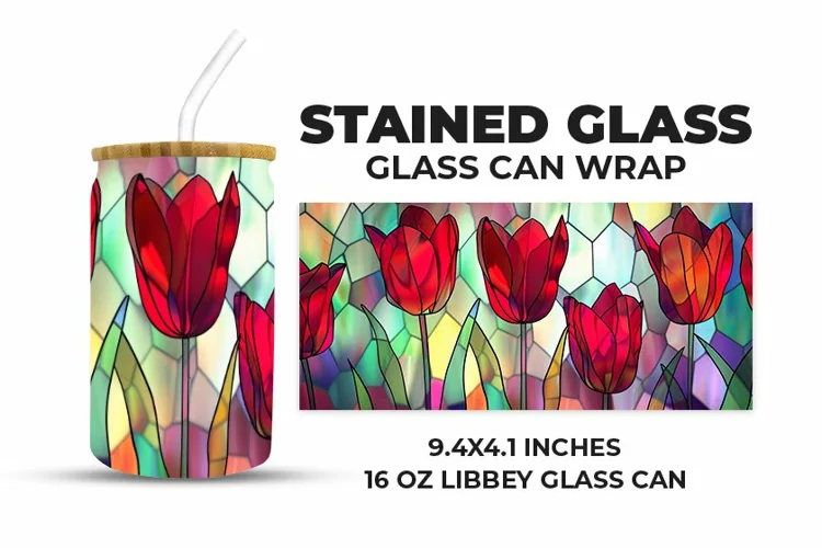 Floral Stained Glass Glass Can Wrap