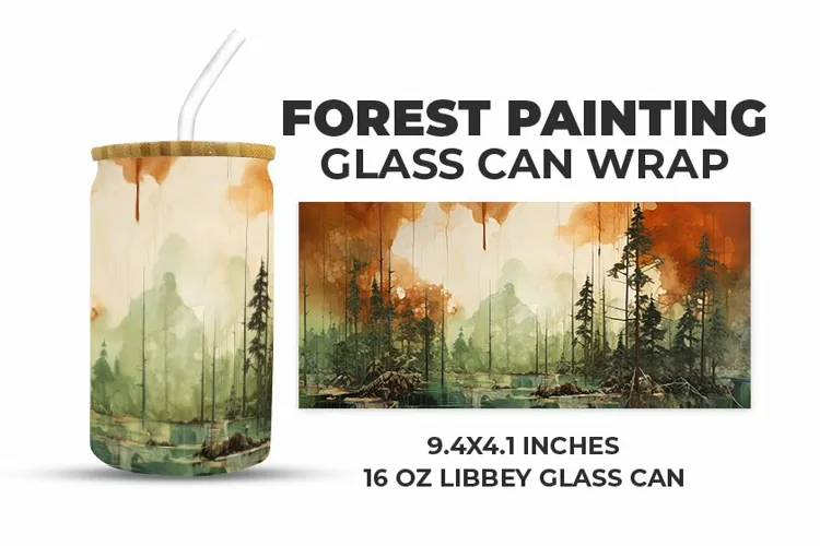 Forest Painting Glass Can Wrap
