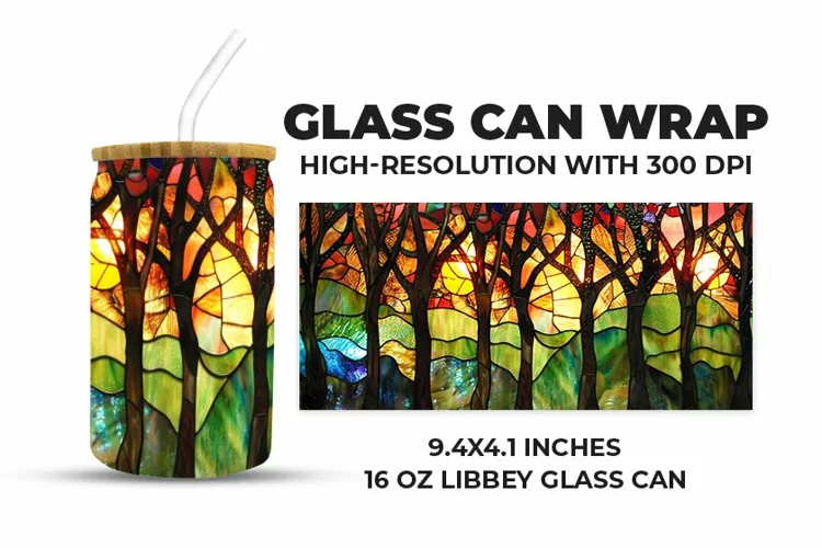 Nature Stained Glass Glass Can Wrap