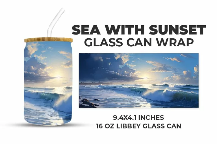 Sea With Sunset Glass Can Wrap