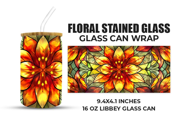 Floral Stained Glass Glass Can Wrap example image 1