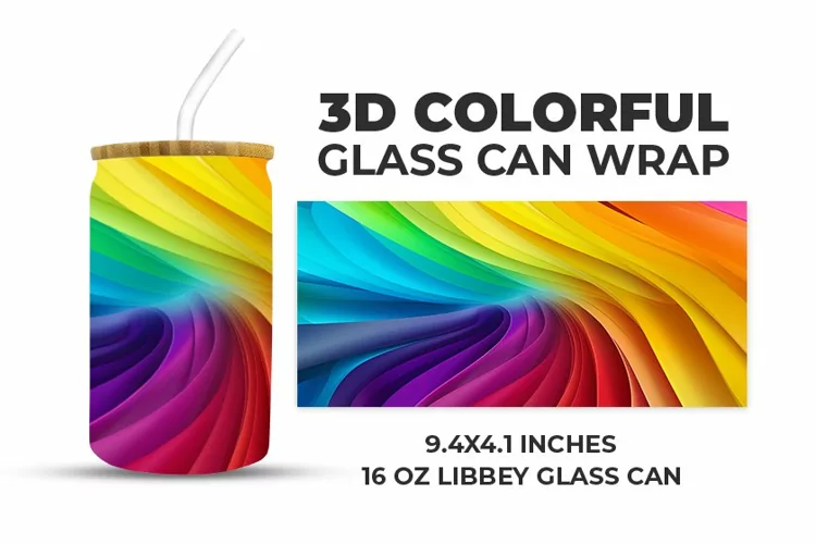 3D Colorful Glass Can Wrap