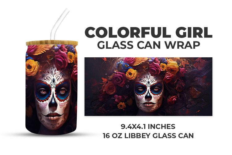 Colorful Girl Glass Can Wrap example image 1
