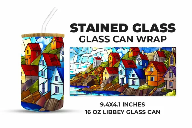 Houses Stained Glass Glass Can Wrap